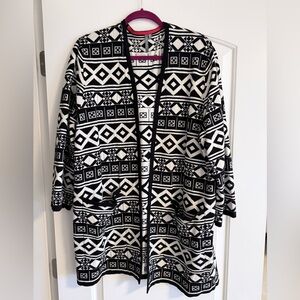 Sweaty Betty Black and White Patterned Cardigan